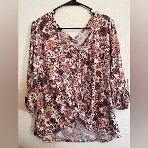 Floral V-Neck Button-Up Women's Top